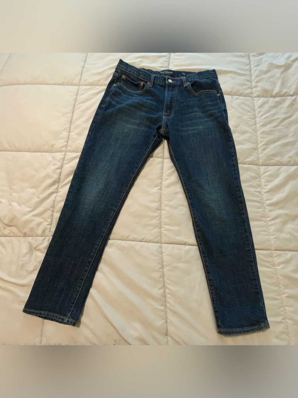 Lucky Brand Men’s Dark Wash Blue Denim Jeans Slim Fit Tapered 5-Pocket 33/30